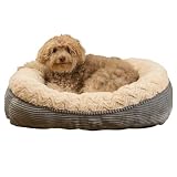 OHS Hundebett groß, superweiches Fleece, 4-seitig, waschbar, Hundebett für Wohnzimmer, Küche, Haustierschlafbett für Hunde, Katzen, Flauschiges Schlafsofa, rutschfest, Creme/G