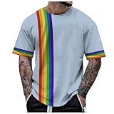 Regenbogen Tshirts Herren LGBT Buntes T-Shirts Lustige T Shirts Pride Shirt LGBTQ T-Shirt Rainbow Tshirts Gay Flagge Streetwear Oversized Sommershirts Alltag Party Tops Festival O