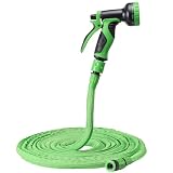 Navaris Flexibler Gartenschlauch 7,5-15m - Flexibel mit 10 Funktionen Brause und Schnelladaptern - Wasserschlauch flexibel dehnbar - Wasser Garten Schlauch - Flex