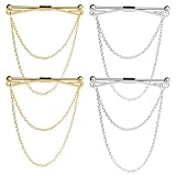 Sertay 4 Stück Kragen Clip Kette, Krawatte Kragen Pin, Anzug Accessoires Herren, Krawattennadel Anzug Accessoires, Kragen Bar Kette, Geeignet für Geschäftsverhandlungen, Termine oder Ab