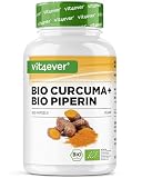 Bio Curcuma mit schwarzem Pfeffer - 365 Kapseln - 4511 mg Bio-Curcuma (Kurkuma) pro Tagesdosis - mit Curcumin & Piperin - 100% Bio-Qualität - Hochdosiert - Veg