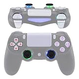 eXtremeRate DTFS LED Tasten Kit für ps4 Controller JDM-040/050/055, RGB LED Flexkabel & Ersatz Leucht Aktionstasten/D-Pad/Thumbsticks/Trigger Buttons Zubehör für ps4 Gamepad CUH-ZCT2-Schnee Weiß