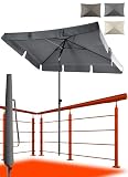 4smile Sonnenschirm Balkon SunnyShade, 200 x 125 cm, Anthrazit - UPF 50+ Sonnenschirm rechteckig als Sonnenschutz Balkon - Balkon-Schirm mit Sonnenschirmhü