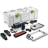 Festool Bandschleifer BS 75 E-Set (mit Staubsack, Absaugadapter, Schleifband, stationäre Einrichtung, Flächenschleifrahmen), im Sy