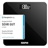 RENPHO Personenwaage, Körperwaage mit Hochpräzisions-Sensoren, Personen Digitalwaage mit Step-On-Technik, Gewichtswaage aus Sicherheitsglas, 10.2' x 10.2', Schwarz-B