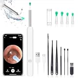 Miluna Ohrenreiniger, Miluna Pro Ohrenreiniger mit 1080P HD WiFi Kamera, IP67 Wasserdicht Ohrklar mit 6 LEDs, Ohrenschmalz Entferner Otoskop für iPhone, iPad und Android-Smartp