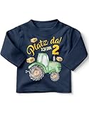 miKalino Baby/Kinder Longsleeve mit Spruch Platz Da ich Bin Zwei 2 Traktor T-Shirt Langarm mit Spruch - Longsleeve mit Spruch (Navy,92-98)
