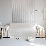 HNTYSM Chenilleüberwürfe für Sofas, groß, vierjährig, kariert, Sofabezug, 2-Sitzer, verschiedene Größen, Sofaschutz, Wohnzimmer, Dekoration, Sofa-Überwurf, Decke, 180 x 180 cm, Beig