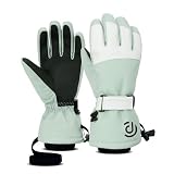 QFUPKTSU 2024 Winter Einzel- und Doppelboard-Skihandschuhe, wasserdicht, winddicht, kalte Skihandschuhe für Damen und Herren, Nylon-Isolierung und Kunstleder (Grün, L)