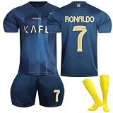 Generic Fußball Trikot 23/24, Al NASSR Nr.7 Hause/Auswärts Fußball Trikot Shorts und Socken Anzug für Kinder/Erwachsener, Fussball Trikots Jungen H