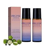 Castor Oil Organic with Rose Quartz Roller, Organic Castor Oil Roll On Face, Bio Rizinusöl Kaltgepresst,Natürlich Rizinus Öl für Körper, Haare, Nägel, Wimpern, Augenbrauen, geeignet für alle Hautt (2)