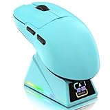 ATTACK SHARK Ajazz AJ159APEX PAW3950 Gaming-Maus, 42000 DPI, 8000Hz Kabellose Abfragerate, RGB-Magnetladestation mit Farbdisplay, 56g Superlight, 2,4G/BT/Kabelgebundene Gaming-Mouse, PC/Mac, B