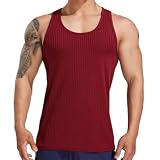 Tank Top Herren Einfarbig Tankshirt Herren Base Shirt Herren Gestrickter Tank Tops Herren Sportshirt Herren Ärmellos Kapuzenpullover Herren Laufshirt Herren F-Date Red M