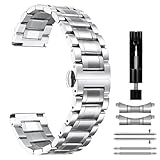 MiKoyi 22 mm Armband Kompatibel mit Huawei Watch GT 5 Pro 46 mm/Watch GT 5 46 mm/Watch GT4 46 mm/Watch 4 Pro 48 mm, Edelstahl Metall Uhrenarmband Band für Huawei Watch 4 46 mm/Watch Buds, Silb