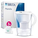 BRITA Wasserfilter-Kanne Marella weiß (2,4l) inkl. 3x MAXTRA PRO All-in-1 Kartuschen – Kanne mit Wasserfilter reduziert Kalk, Chlor, Blei, Kupfer & geschmacksstörende Stoffe im Leitungsw