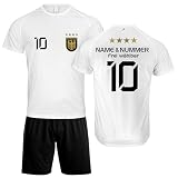 DE FANSHOP Original Personalisiertes Fußball Triko Deutschland Fussball Trikot Hose EM 2024 mit eigenem Namen Ideal für Jung und Alt Herren Jungen Kinder Geschenke für Fans der Nationalmannschaft 3Z