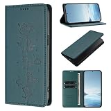 BEENTRYS PU Leder Handyhülle für Samsung Galaxy XCover 4 / XCover 4S / G390 Hülle,Katzen Muster Klapphülle Kartenfach Ständerfunktion RFID Magnetverschluss Flip Case Stoßfeste Schutzhülle-Grü