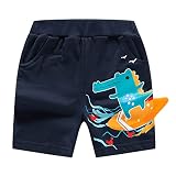 Kleinkind Kinder Baby Jungen Mädchen Jogger Shorts Sommer Baumwolle Casual Cartoon Sticken Kurze Aktive Jogginghose mit Taschen Trikot Hose Kurz (Dark Blue, 4-5 Jahre)