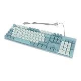 Cuifati Kabelgebundene Gaming-Tastatur mit Hintergrundbeleuchtung, Großdruck-USB-Anschluss, Computertastatur mit Hintergrundbeleuchtung, für Computer-Laptop (Himmelbläuliches Weiß)