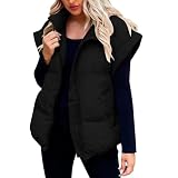 Blitzangebote Des Tages, Damen Jacke Winter Lang Sale, Winter Jacke Damen Übergangsjacke Kappe Ärmellose Zip Up Jacke Winter Warm Gepolsterte Weste Damen Outdoorjacke Rot, Damen Winterjacken S