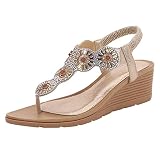 Sandaletten Damen Mit Keilabsatz - Zehensandalen Sommer Flip Flops Glitzer Strass Sandalen Bohemian Zehentrenner Peeptoe Sandaletten Festlich Elegante Keilsandalen Für Abschlussball Party