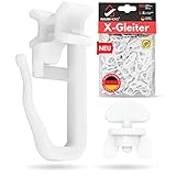 Raumhero X-Gleiter für Gardinenschienen (Komplettset 100x X-Gleiter inkl. 6X Stopper) - 6mm Standardmaß Gardinengleiter - Gardinenhaken für Schienen - 100% Made in Germany