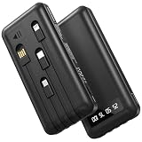 Powerbank 26800mAh mit 4 integrierten Kabel, 22.5W Power Bank USB C Schnellladefunktion mit LED Display & Halterung, Externe Handyakkus für iPhone 16/15/14/13/12/11 iPad Samsung Galaxy
