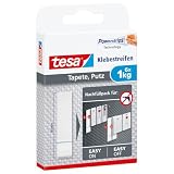 tesa Powerstrips Tapete&Putz - doppelseitige Klebestreifen für Tapete und Gips - Ersatz-Klebestreifen Klebenagel - Haltekraft 1,0 kg/Nagel - 1 x 6 S