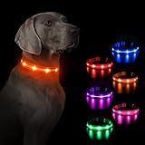 MASBRILL Leuchthalsband Hund, Hundehalsband Leuchtend Aufladbar, LED Halsband für Kleine Mittlere Große Hunde, Einstellbare Wasserdicht mit 3 Beleuchtungsmodi für Nachtspaziergänge(Orange S)