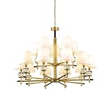 GGQEM Leichte Deckenlampe,Wohnzimmer Esszimmer Schlafzimmer Arbeitszimmer Pendelleuchte,Kupfer Kristall Kronleuchter,Nordischer Glas Leuchtturm,Einfacher Stil Kronleuchter-Kupfer 15