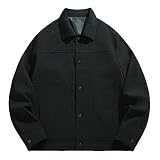 Bequeme, lockere, modische, lässige, einfarbige Reversjacke für Herren Blouson Herren Schwarz (c-Black, XXXL)