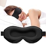 Umisleep Schlafmaske für Seitenschläfer, 3D-Augenhöhlen und verstellbares Gummiband, lichtblockierend und atmungsaktiv, Augenmaske für Männer und Frauen, geeignet für Reise-Yoga, Schw