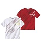 ATLAS FOR MEN 2er Pack Herren T-Shirt mit Rundhalsausschnitt - Männer T Shirt - Funktionsshirt Herren - Herren Shirts Kurzarm - Sportshirt Herren - In großen Größ
