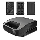 Black+Decker - Sandwichmaker 3-in-1 BXSA754E | 750W | Austauschbare Platten für Sandwich, Grill und Waffeln | EasyEject Technologie | Antihaftbeschichtung | Ultraschnelles Aufheizen | Cool-Touch | LED