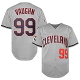 TKJPYWYH Herren Ricky Vaughn 99 Movie Baseballtrikot, 90er Jahre Hip-Hop-Kleidung, genäht, Sport-Fan-Shirt, Jersey, Marineblau, Grau, Weiß, 99 Grau, M