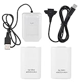 Xbox 360 Controller Akku,Für Xbox 360 Wiederaufladbarer Akku 4800mAh Ersatzakku für Xbox 360,mit Ladekabel,Ladestation (Weiß)