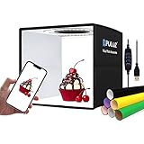 PULUZ Mini fotobox zum fotografieren tragbar fotostudio lichtbox, 25cm faltbar fotobox Hintergrund kit CRI95 dimmbar lightbox mit 12 Farbhintergrü