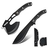 VEVOR Jagdmesser & Kombiset mit Scheide, Messer mit Fester Klinge & Camping-Axt, Überlebensmesser aus Edelstahl und Camping-Beil für Outdoor-Überleben, Jagd, Camping-Ab