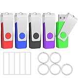 TEWENE USB-Stick, 16 GB, 5 Stück, USB 3.0, mehrfarbig, USB-Stick, 16 GB, Mini-USB-Stick für Speicherung und Datensicherung mit LED-L