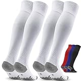 Fussballstutzen Herren Fussballsocken Stutzen - Fussballstrümpfe Stutzenstrumpf 2 Paar EU 43-46 – Sportsocken Trainingssocke Sockenstutzen - für Fußball, Laufen, Training (Weiß 4)