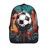 FSHAOETCO Football Rucksäcke Kinder Schulrucksack Schultasche 3D-gedruckte Cartoon Anime Schulranzen Schultaschen Für Jungen Grund- Und Mittelschüler 40x28x16