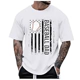 Baseball-Shirts für Herren, Baseball-T-Shirts, Druck, Grafik-T-Shirt, Sommer, klassisch, kurzärmelig, Rundhalsausschnitt, Pullover Tops, Weiß, 3XL