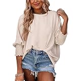 Langfraute Bluse, Hautfreundliche Polyester -Stoff, Runder Ausschnitt, Lose Frauen -T -Shirt, Geeignet Zum Waschen in der Waschmaschine Als Arbeitskleidung Geeignet (L)