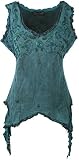 Dark Dreams Gothic Witchy Pagan Bluse Top Shirt Zipfel Bestickt blau rot grün Audris Alternative Kleidung 38 40 42 44 46, Größe:L/XL, Farbe:b