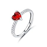 JeweBella Herz Ring Silber 925 für Damen Eleganter Zirkonia Ring Verstellbar Freundschaftsring Trauringe Verlobungsring Eheringe Promise Ring Schmuck Geschenk