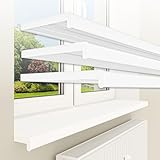 HEXIM Fensterbank bis 3 Meter Fensterbrett 30 x 120 cm (matt) weiß Kunststoff PVC innen Innenfensterbank matt oder glanz DIN EN 13501-1 inkl. Seitenab