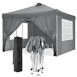 TOOLUCK 3X3 Pavillon 3x3m mit 4 Seitenteilen Wasserdicht Stabil Winterfest, Faltpavillon Faltbar Gartenzelt Partyzelt Gartenpvillon mit Entlüftung, UV-Schutz 50+