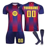 Generisch Barcelona Personalisiert Fußball Trikot für Herren/Kinder, Fussball Trikot Hose Socken mit Eigenem Namen/N