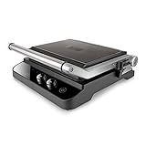 BLACK+DECKER BXGR2000E - Kontaktgrill, 2.000W, 2-in-1: glatte Platten und Grill, Zubereitung von Fleisch, Fisch, Gemüse, 180º Öffnung, Temperatur- und Zeitkontrolle mit LCD-Display