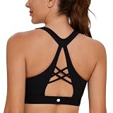 AGONVIN Sexy Träger-Sport-BH mit Ausschnitt und Schnürung am Rücken für Damen Schwarz XS